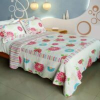 [Pink Fairy Tale] Cotton 3PC Vermicelli-Quilted Printed Quilt Set (Full/Queen Si