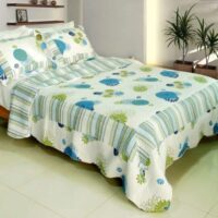 [Fresh Sound] Cotton 3PC Vermicelli-Quilted Printed Quilt Set (Full/Queen Size)