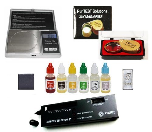 PuriTest Gold Silver Platinum Test Acids with Diamond Tester, Digital Scale, FRE