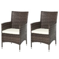 2 Piece Outdoor Rattan Armchair Set, Brown