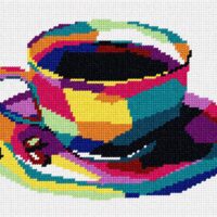 Pepita Needlepoint Canvas: Coffee Cup in Shapes, 10" x 7"