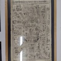 Vintage Allegorical Map Of Muttra With Scenes Showing Krishna