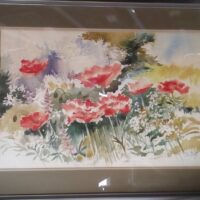 Framed Watercolour Of Poppies By Jill Bays