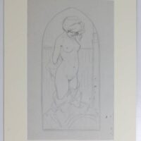 Original Pencil Sketch By Raphael Kirchner Standing Female Nude