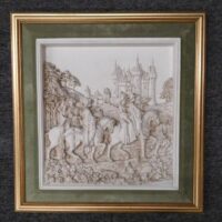 Framed Marcus Design Ceramic Wall Placque By D.h. Morton, Depicting The Canterbury Tales