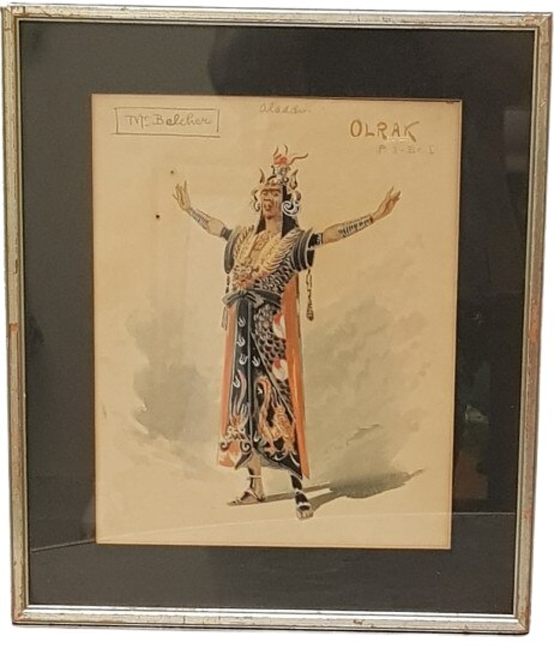 1909 Costume Design By Attilio Cornelli For John Simmons. Mr Belcher Played Orlak In "aladdin"