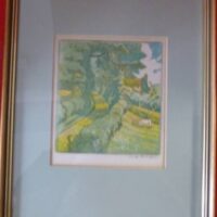 Landscape With Cows Woodcut In Colour And Signed By John Hall Thorpe