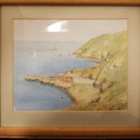 Guernsey Rosanne Guille Framed And Mounted Watercolor Of A Coastal Scene Sark