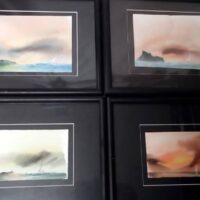 Vintage Set Of 4 Thomas Charles Herbert Castle Framed Watercolour Seascapes With Yachts
