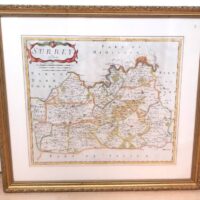 Antique Framed Map Of Surrey By Robert Morden