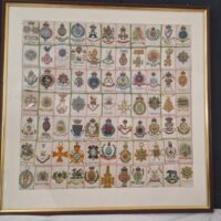 Montage Of Woven Silk Regimental Badges In Frame
