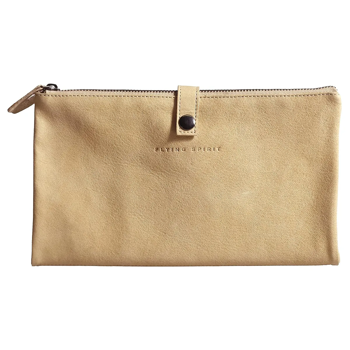 Clairefontaine Flying Spirit Leather Pencil Case Flat - Beige