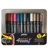 Pebeo 4Artist Oil Based Paint Marker Set 4mm Nib Pens 12 x Assorted Tin