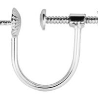 9ct White Gold Earscrew Cup And    Peg, Round Wire, 4mm