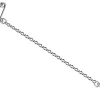 18ct White Gold 1.8mm Trace        Safety Chain For Brooch With Clip  And Pin 7.0cm/2.8", 100% Recycled  Gold