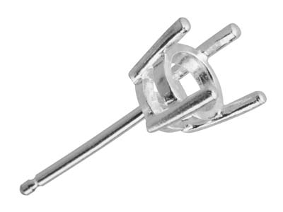 18ct White Gold Round Double Gallery 4 Claw Ear Stud 50pt
