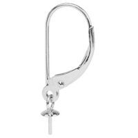 18ct White Gold Continental Ear    Wire, 3mm Cup, Plain Wire With A   Drop Cup
