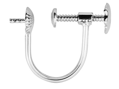 18ct White Gold Ear Screw Cup And Peg 4mm Round Wire