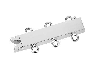 18ct White Gold 3 Row Clasp Polished 18mm