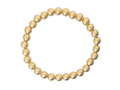 Gold Filled 6mm Beaded Stretch Bracelet 16.5cm/6.5"