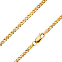 9ct Yellow Gold 2.1mm Diamond Cut  Curb Chain 20"/50cm Hallmarked
