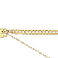 9ct Yellow Gold 3.5mm Double Curb  Bracelet 7.5"/19cm                 Padlock & Safety Chain Hallmarked