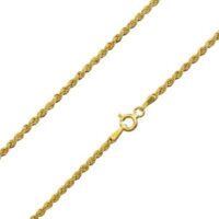 9ct Yellow Gold 2.2mm Hollow Rope  Chain 18"/45cm Hallmarked