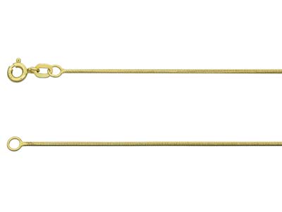 9ct Yellow Gold 0.9mm Round Snake Chain 16"/40cm Hallmarked