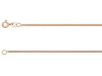 9ct Red Gold 1.3mm Curb Chain 16"/40cm Hallmarked