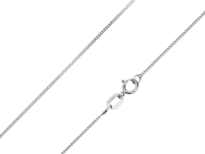 9ct White Gold 0.8mm Diamond Cut Curb Chain 18"/45cm Hallmarked