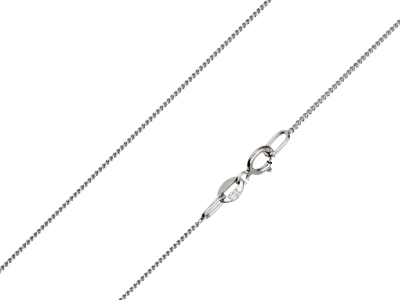 9ct White Gold 0.9mm Diamond Cut Curb Chain 16"/40cm Hallmarked
