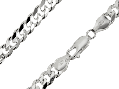 Sterling Silver 6.6mm Diamond Cut Curb Chain 20"/50cm Hallmarked, 100% Recycled Silver