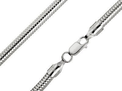 Sterling Silver 5.0mm Round Snake Chain 16"/40cm Hallmarked, 100% Recycled Silver