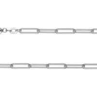 Sterling Silver 3.4mm Wide         Rectangular Trace Chain, 22"/55cm, Hallmarked, 100% Recycled Silver