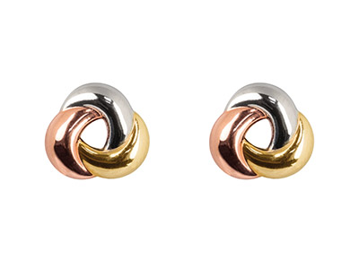 9ct 3 Colour Knot Earrings