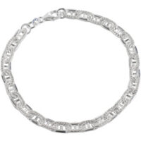 Sterling Silver Stone Set Link     Bracelet 7.5"/19cm