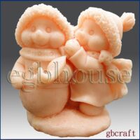 3D Silicone Soap/Candle Mold - Snowman takes care of friend (2 parts assembled)