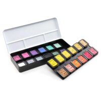 Finetec Watercolours Pearlescent Colourful 24 Pans in Metal Case