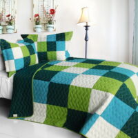 [Summer Creek] 3PC Vermicelli-Quilted Patchwork Quilt Set (Full/Queen Size)