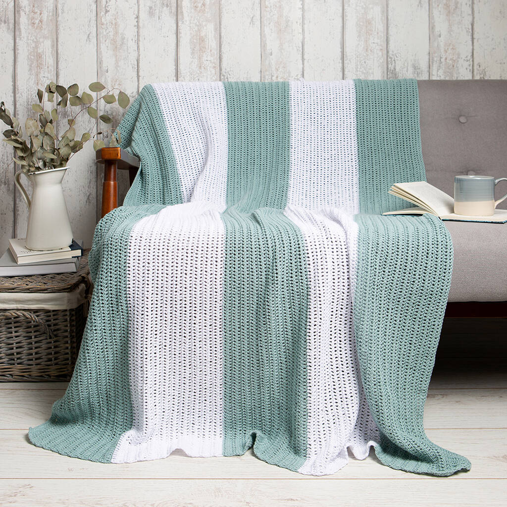 Cotton Striped Blanket Beginner Crochet Kit
