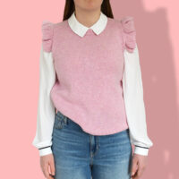 Ruffle Shoulder Tank Knitting Kit, Pink