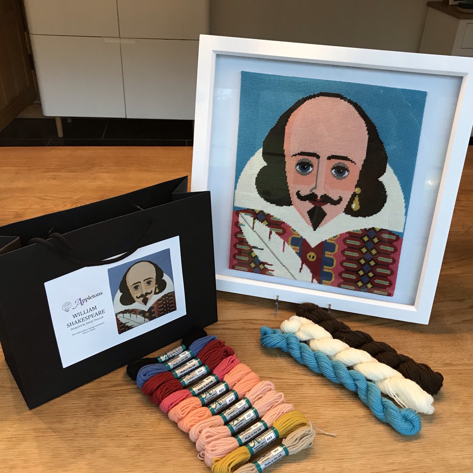 William Shakespeare Tapestry Kit With 100% British Wool, Blue