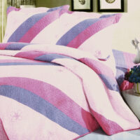 [Dulcea] 100% Cotton 3PC Vermicelli-Quilted Embroidered Patchwork Quilt Set (Ful