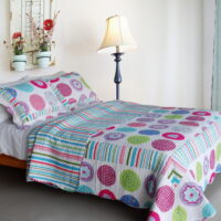 [Tropical Bubbles] Cotton 3PC Vermicelli-Quilted Patchwork Quilt Set (Full/Queen