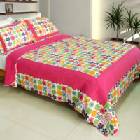 [Simple Happiness] 100% Cotton 3PC Vermicelli-Quilted Patchwork Quilt Set (Full/