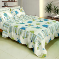 [Fresh Sound] 100% Cotton 3PC Vermicelli-Quilted Patchwork Quilt Set (Full/Queen