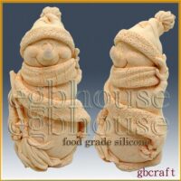 3D Food Grade Silicone Mold - Smiling Snowman in Cozy Cap