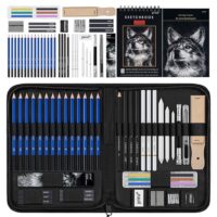 ArtPro Sketching Set - 50 Pack Drawing Kit with Sketchbook, Graphite, and Charco