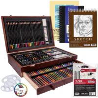 Artistic Creations 162-Piece Deluxe Mega Wood Box Painting and Drawing Set - Art