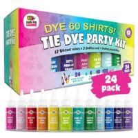 Rainbow Rave Tie Dye Kit - 24 Bottles, 12 Colors Powder, Soda Ash, Gloves - Non-